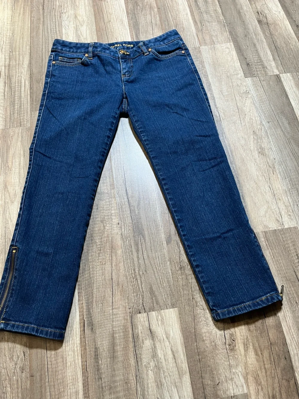 Michael Kors Petite Dark Wash Jeans with Ankle Zips, Size 2P